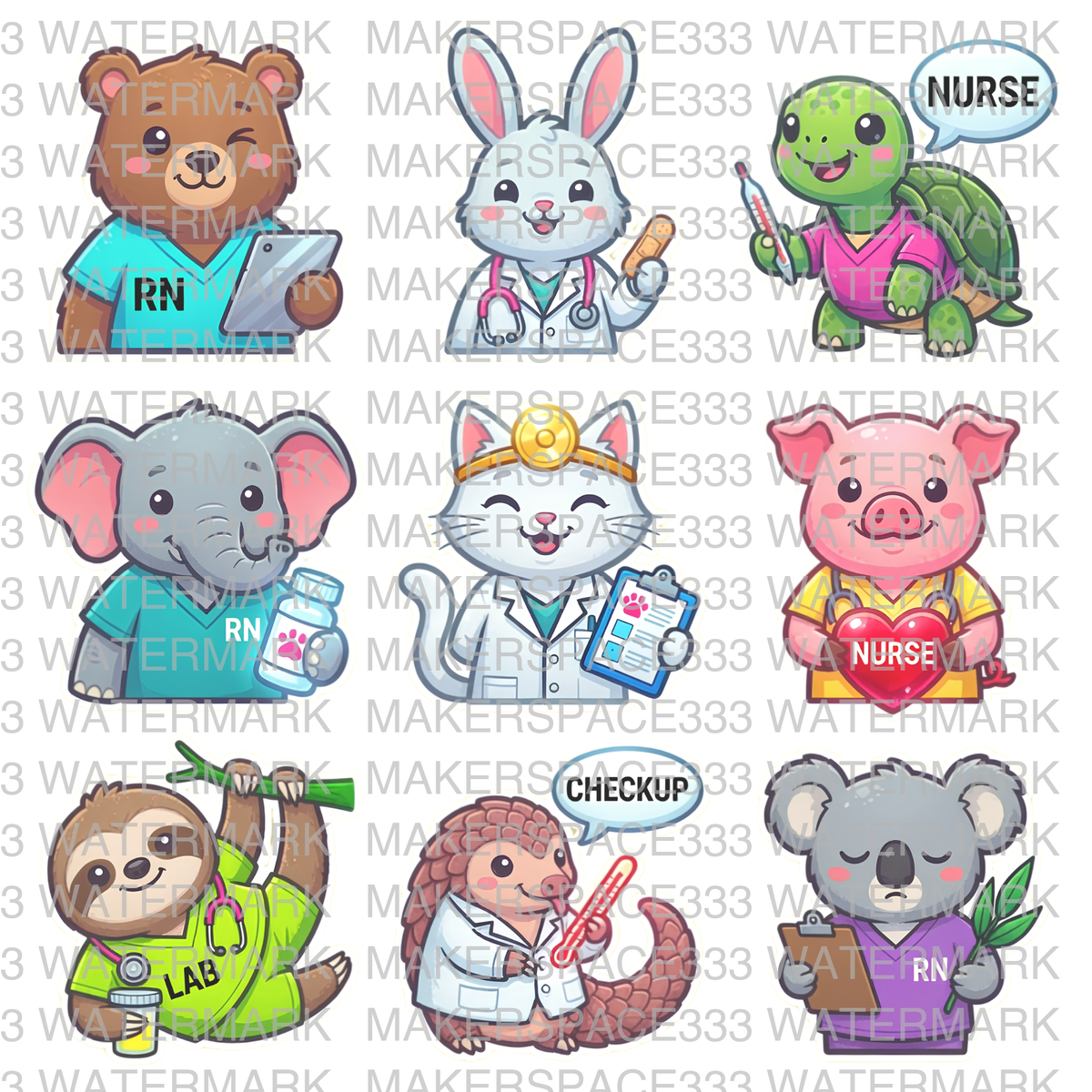 Animal Stickers — Medical Edition — DTF Design